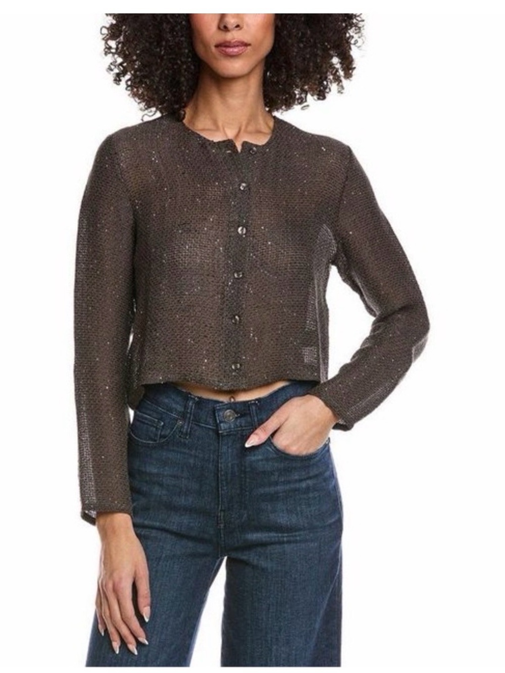 Leset Brown Knit Button-Front Women's Cardigan Quiet Luxury